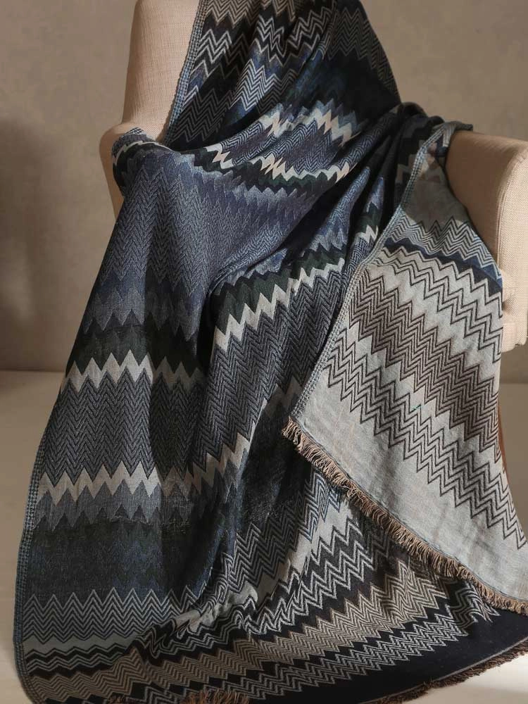 ImageEbbe Chevron Weave Sofa Throw – Navy