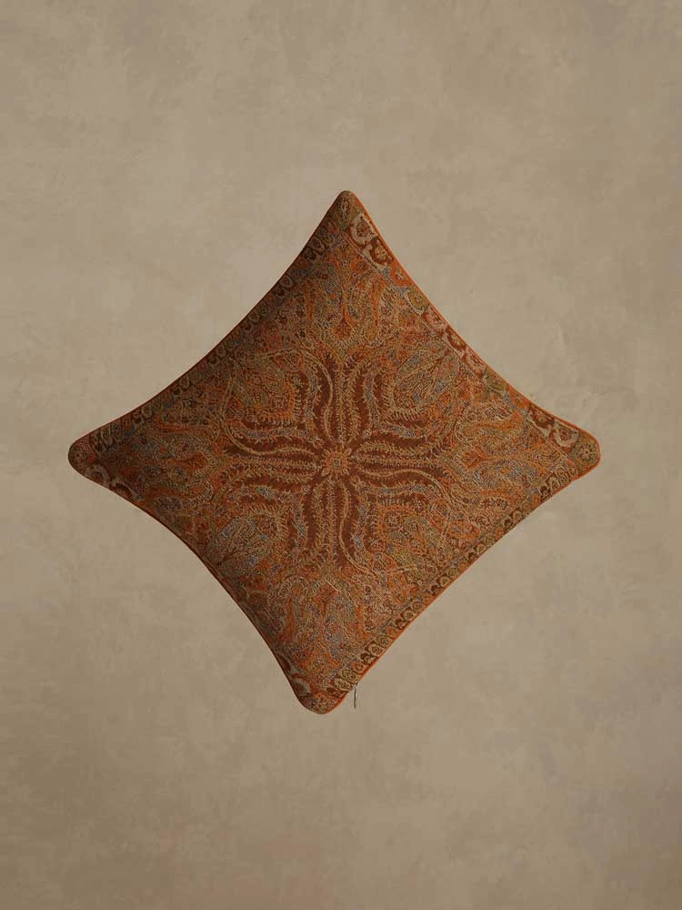 ImageRizwaan Paisley Wool Cushion – Rust Golden [Set of 2]
