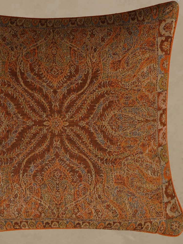 ImageRizwaan Paisley Wool Cushion – Rust Golden [Set of 2]