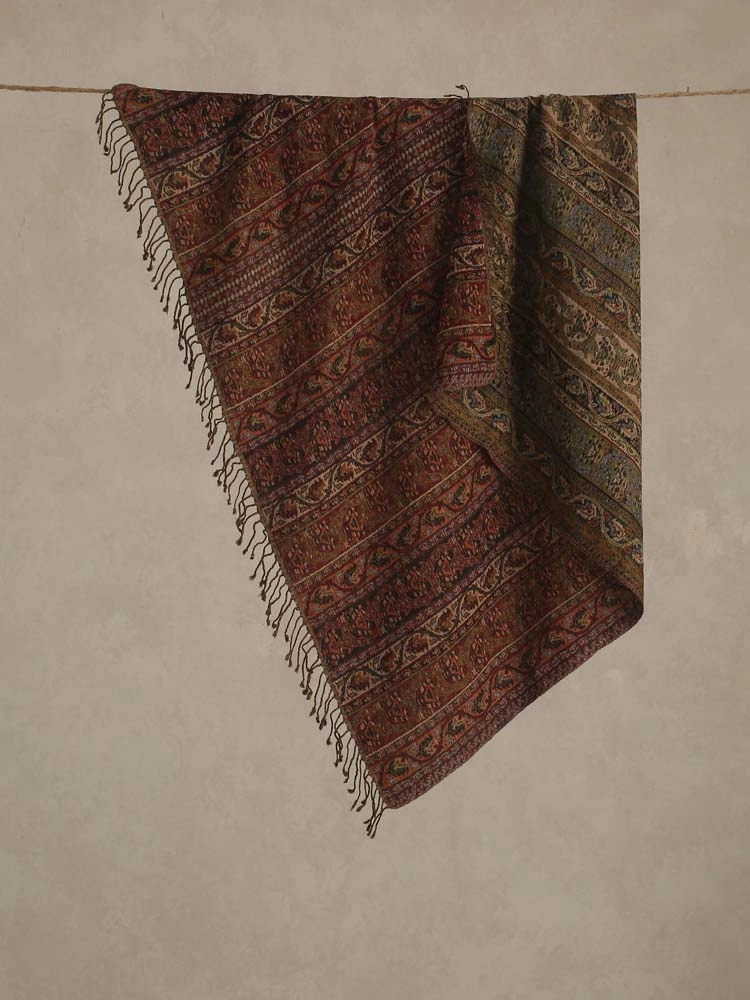 ImageCizgi Wool Square Foulard – Rust Brown