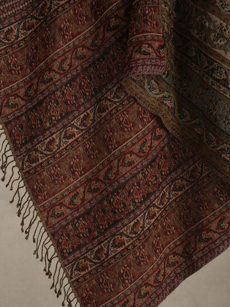 ImageCizgi Wool Square Foulard – Rust Brown