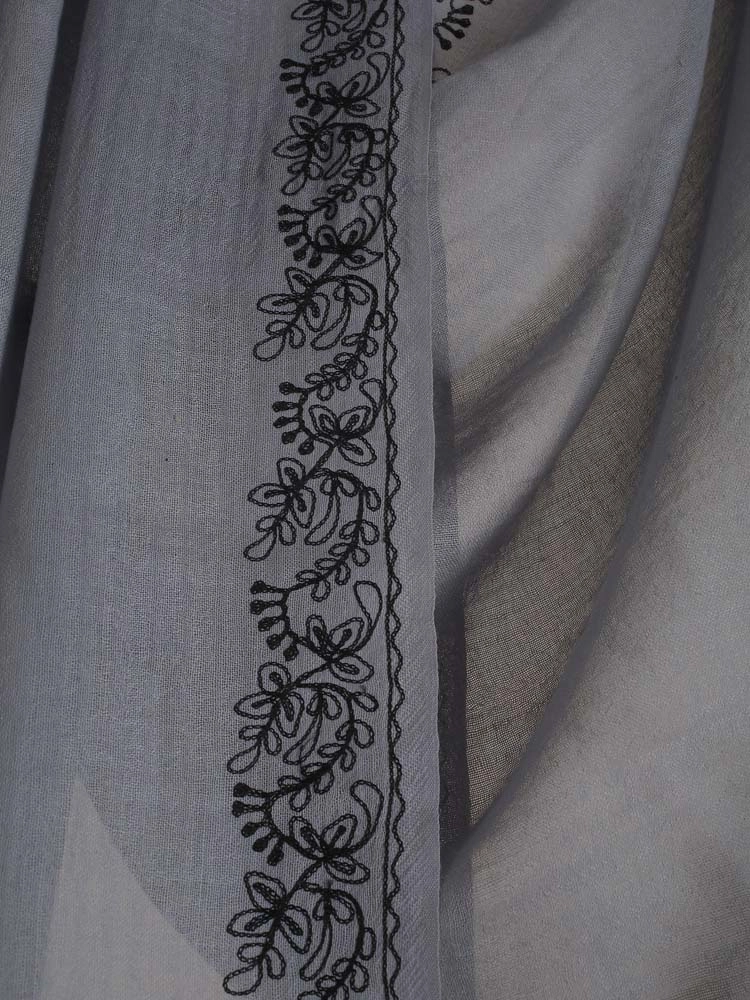 ImageIslem Wool Embroidery Stole – Pale Blue