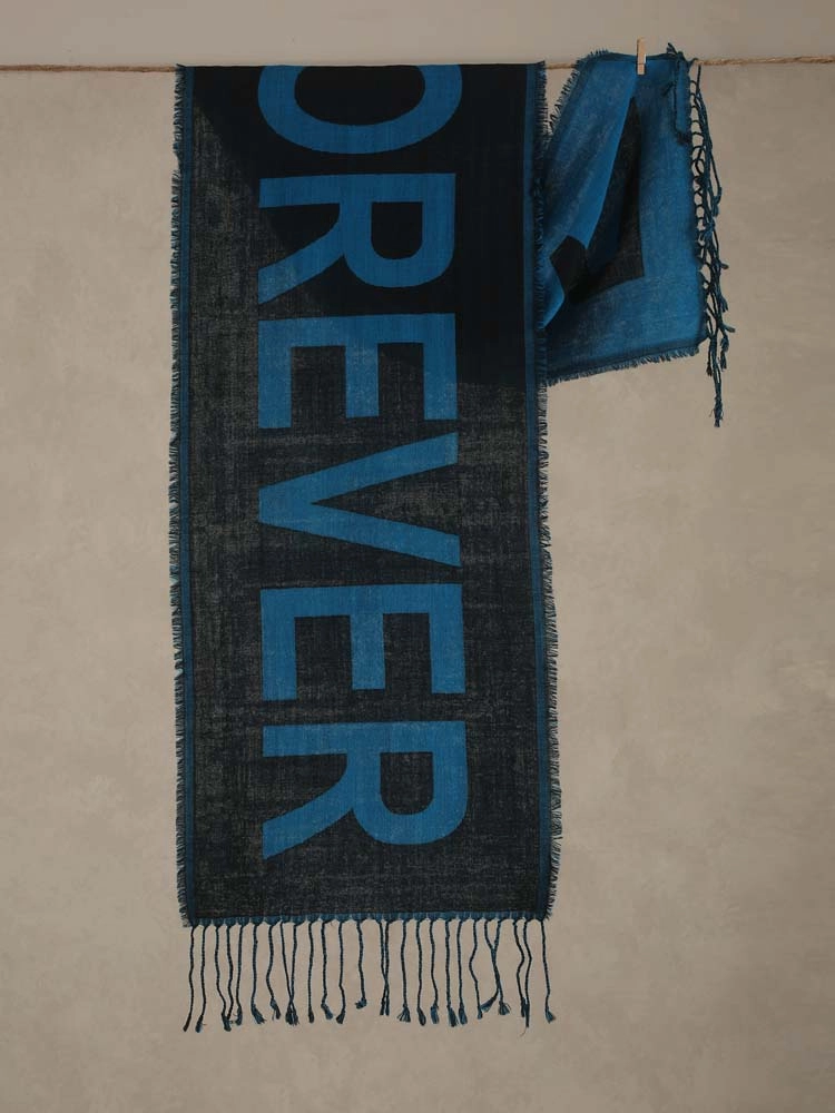 DAD FOREVER Wool Muffler Scarf - Blue