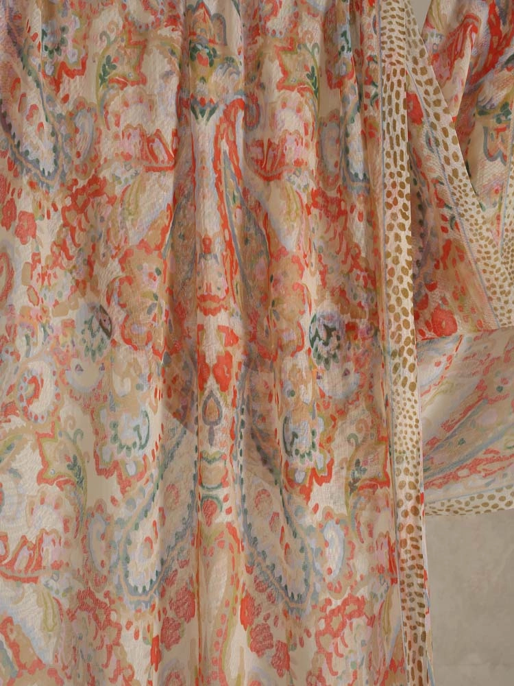 ImageAquarelle Paisley Cotton-Modal Stole – Fawn Multi