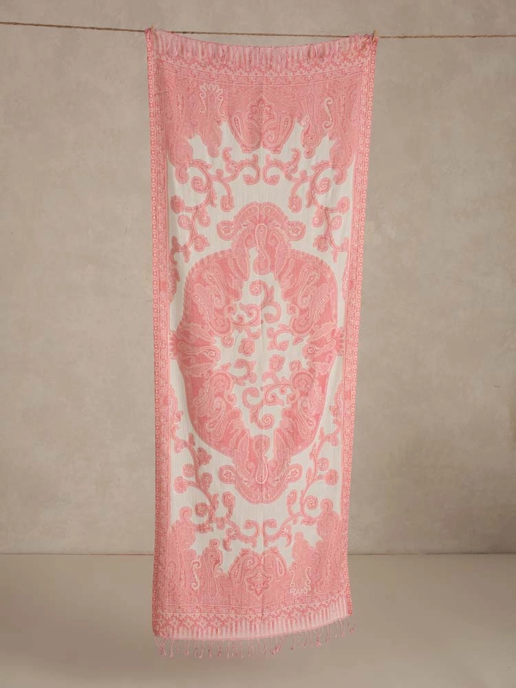 ImagePaisley Weaves Soft Cotton Stole – Baby Pink