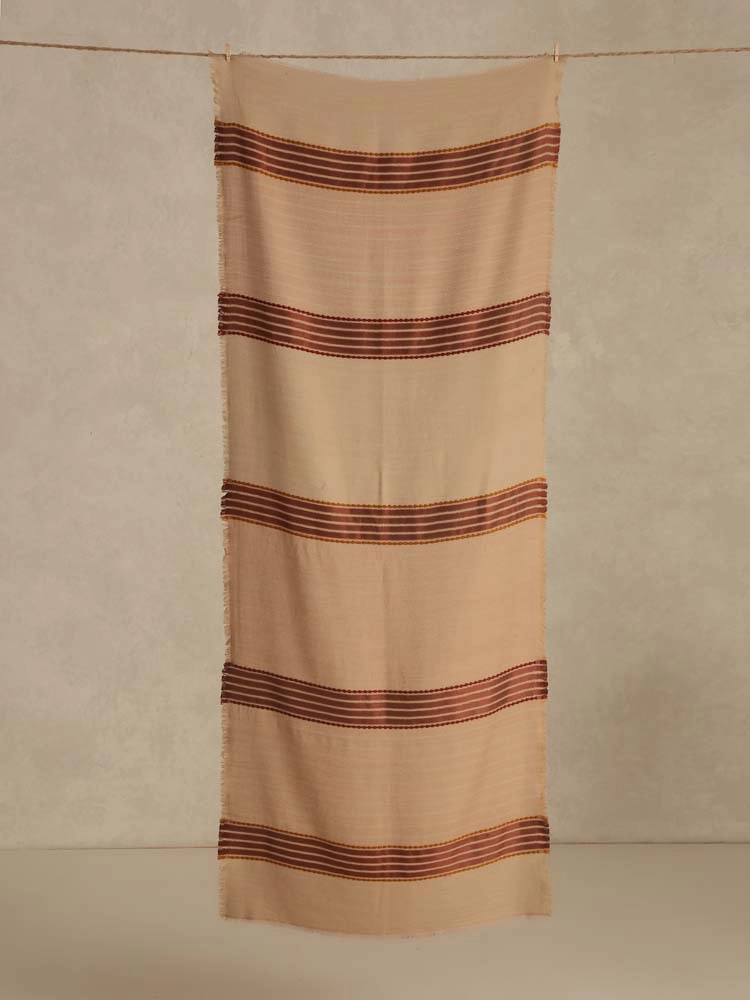 ImageAxis Stripes Wool Blend Stole – Classic Beige