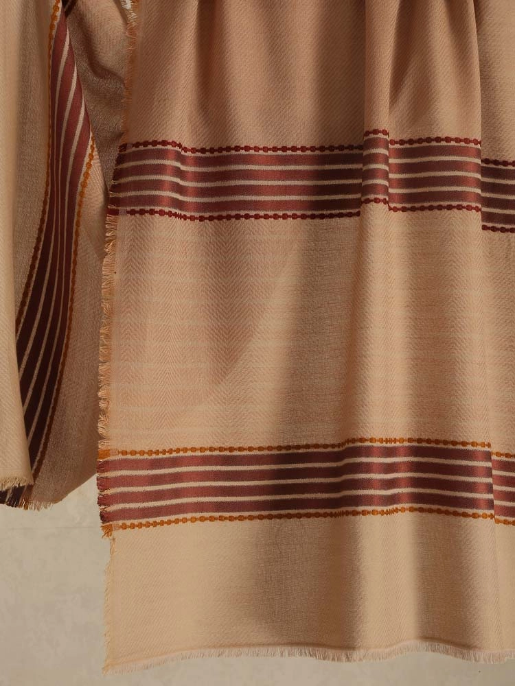 ImageAxis Stripes Wool Blend Stole – Classic Beige