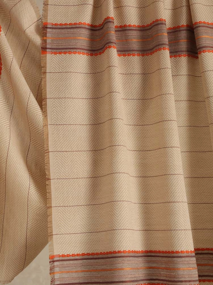 ImageAxis Stripes Wool Blend Stole – Opulent Offwhite