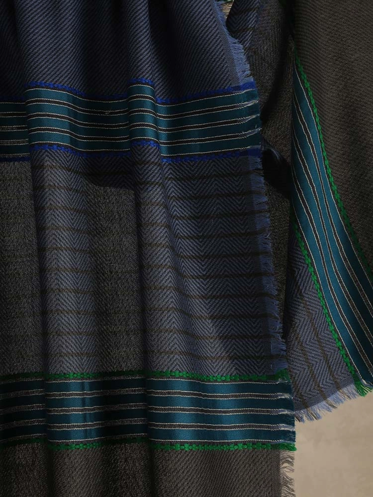 ImageAxis Stripes Wool Blend Stole – Denim, Grey