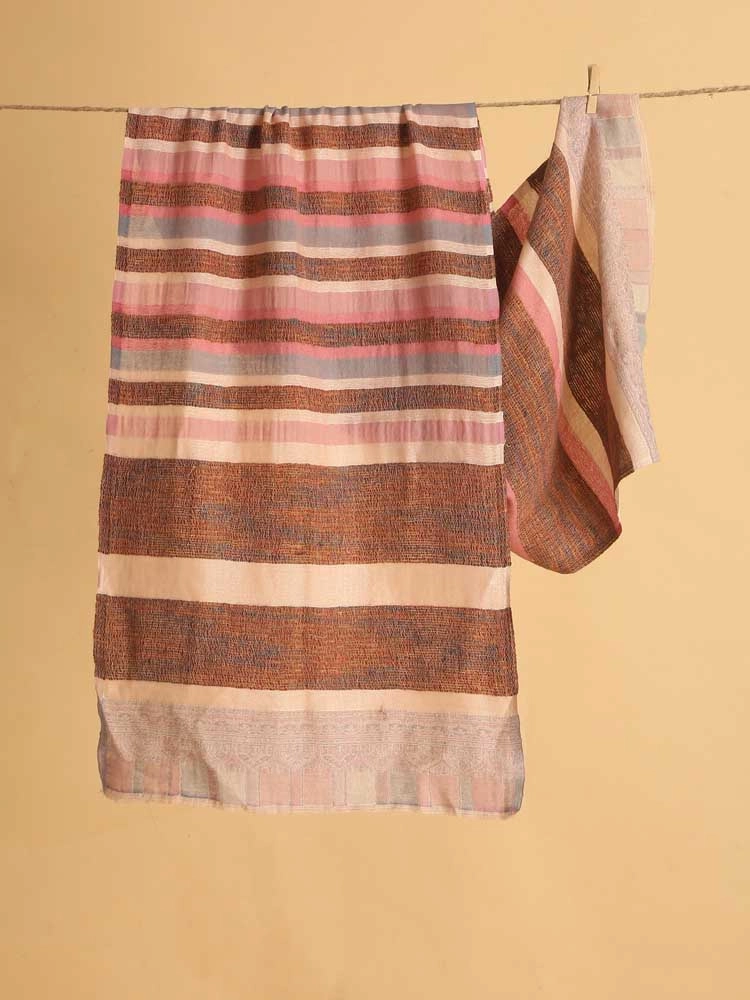 ImageGölge Weaves & Stripes Wool Silk Stole – Rose Pink