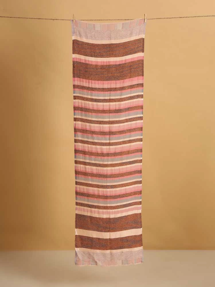 ImageGölge Weaves & Stripes Wool Silk Stole – Rose Pink