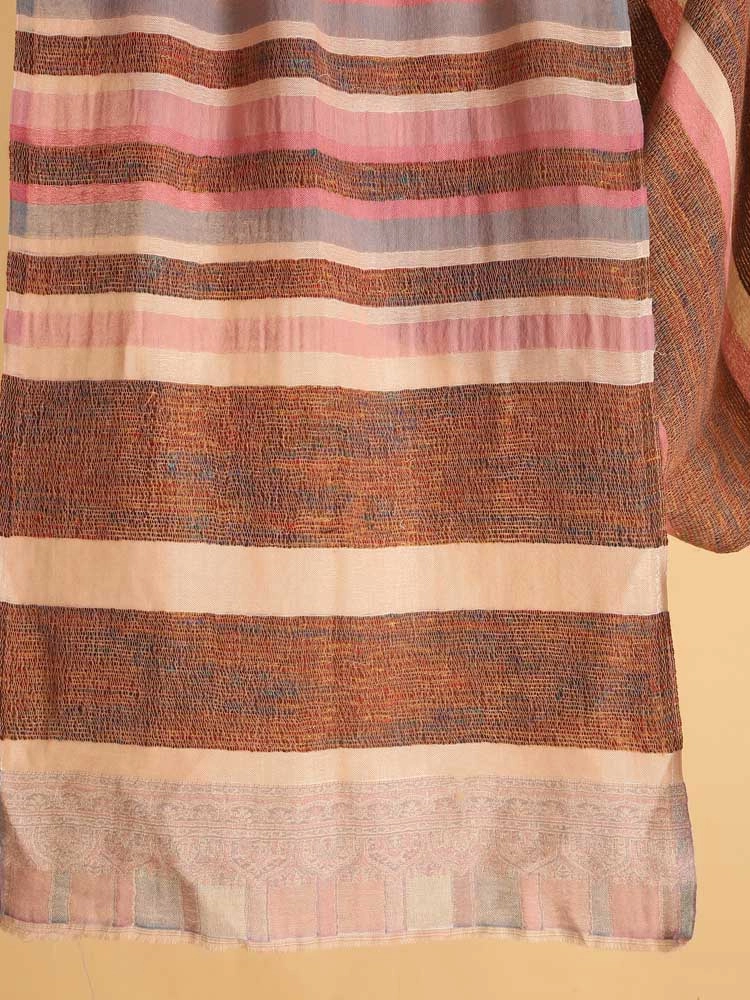 ImageGölge Weaves & Stripes Wool Silk Stole – Rose Pink