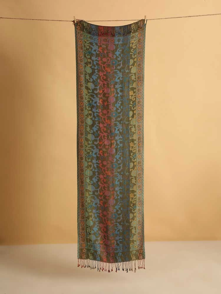 ImageJaaldar Silky Viscose Stole – Sapphire Green, Blue