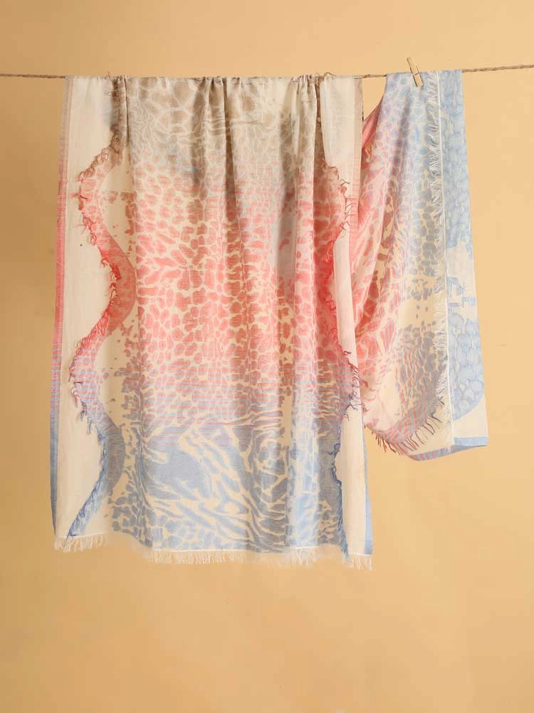 ImageSafari Lines Cotton Shawl – Gradient Multi