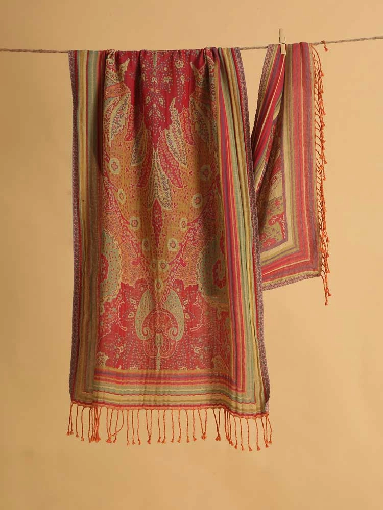 ImagePink Multi Paisley Cotton-Wool Stole