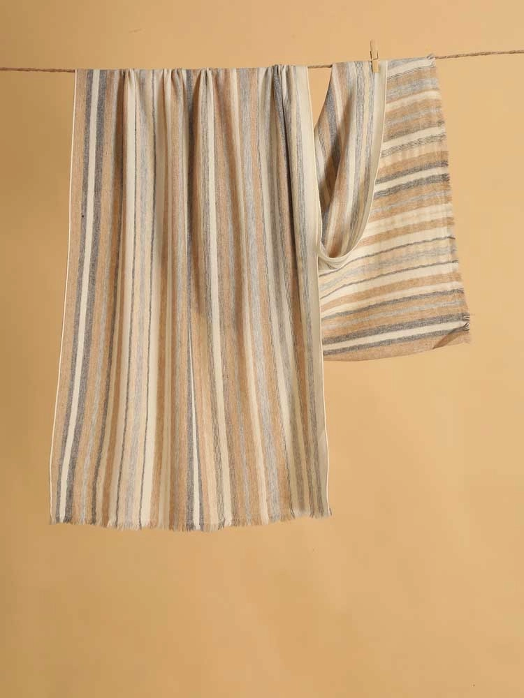 ImageTextura Stipes Lambswool Unisex Stole – Natural, Beige