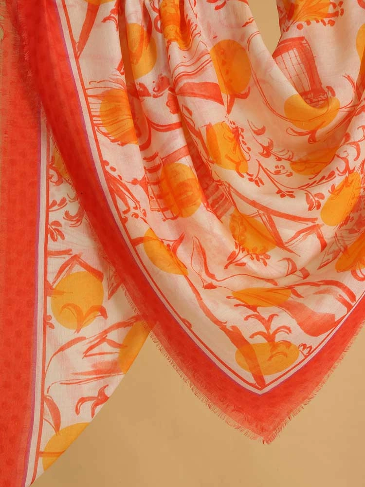 ImageRodia SIlky Modal Square Scarf – Canary, Orange