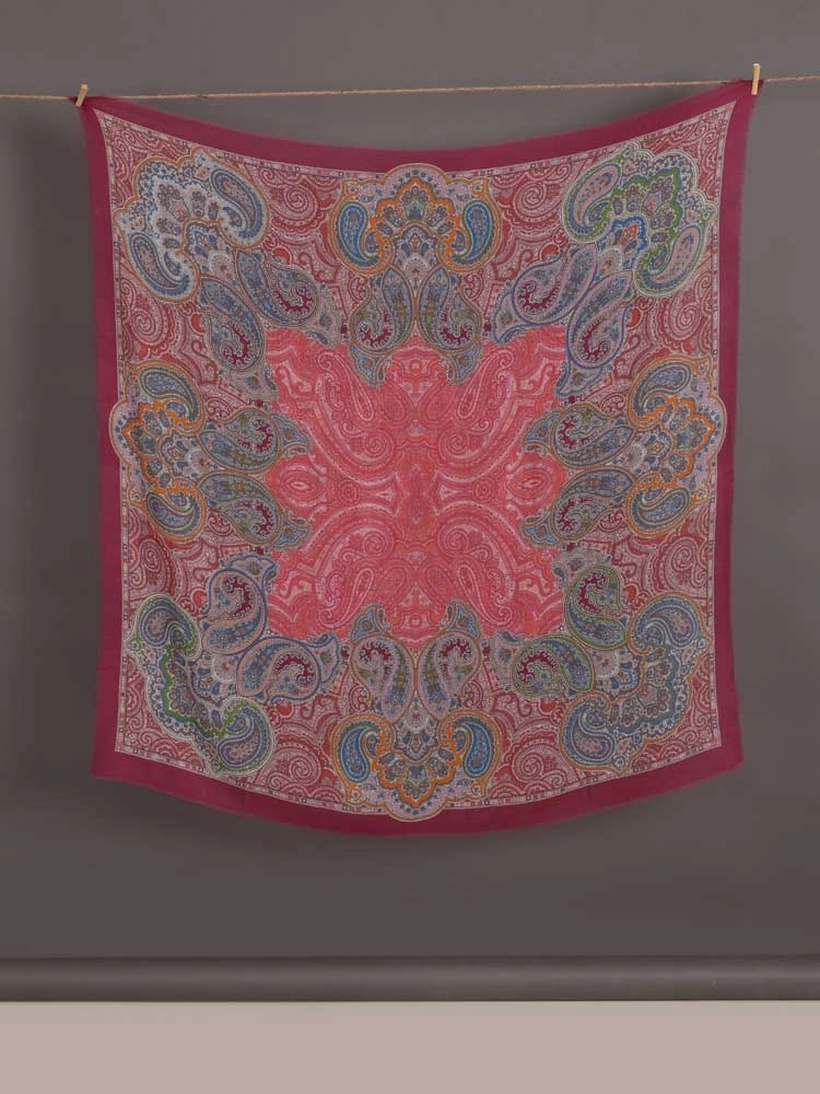 ImageBoteh Noor Paisley Wool SIlk Foulard – Rose Pink