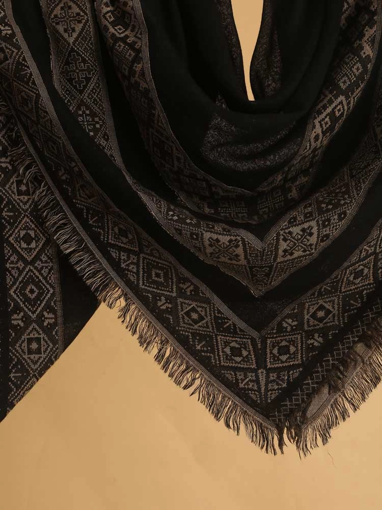 ImageSoren Weaves Merino Wool Foulard – Black, Brown