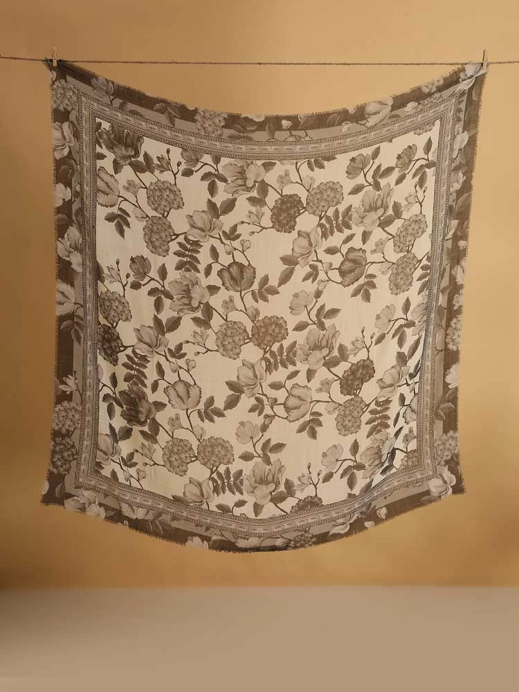 ImageZahr Noor Wool Silk Square Stole – Monochrome B&W