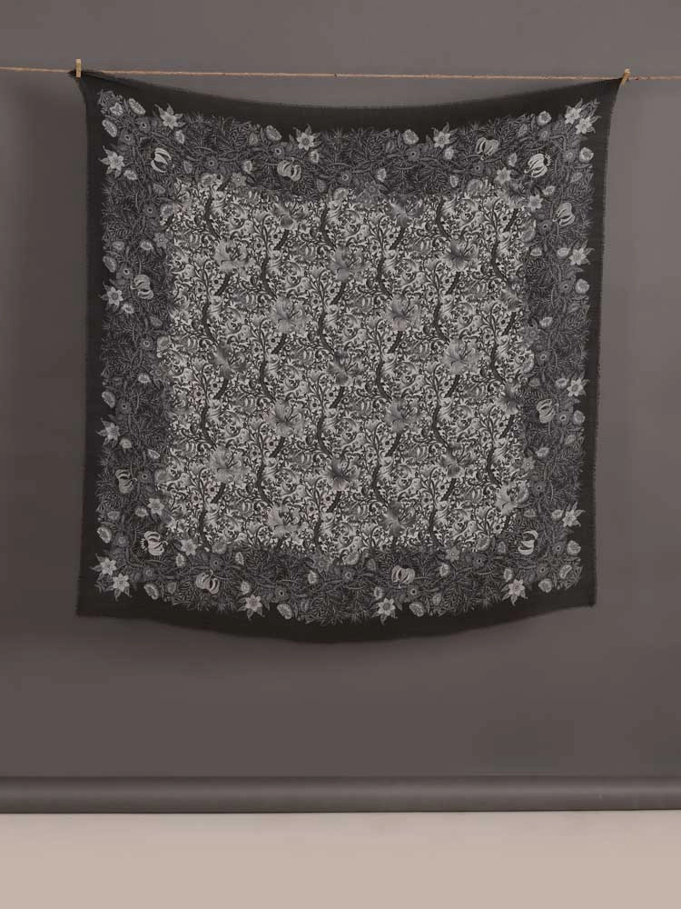 ImageHeritage Garden Wool SIlk Foulard – Steel Grey