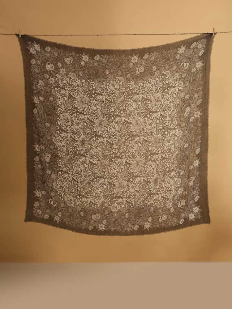 ImageHeritage Garden Wool SIlk Foulard – Steel Grey