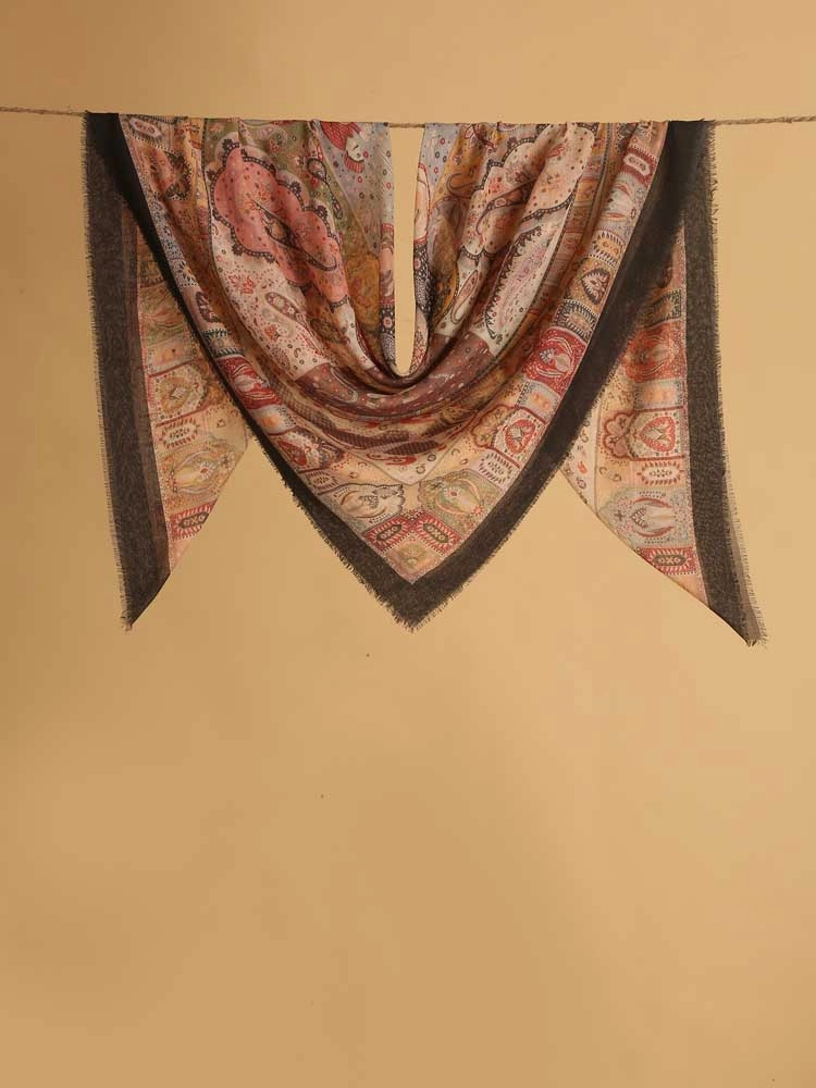 ImageSultan’s Story Wool Silk Foulard –  Pink, Black