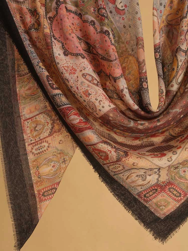 ImageSultan’s Story Wool Silk Foulard –  Pink, Black