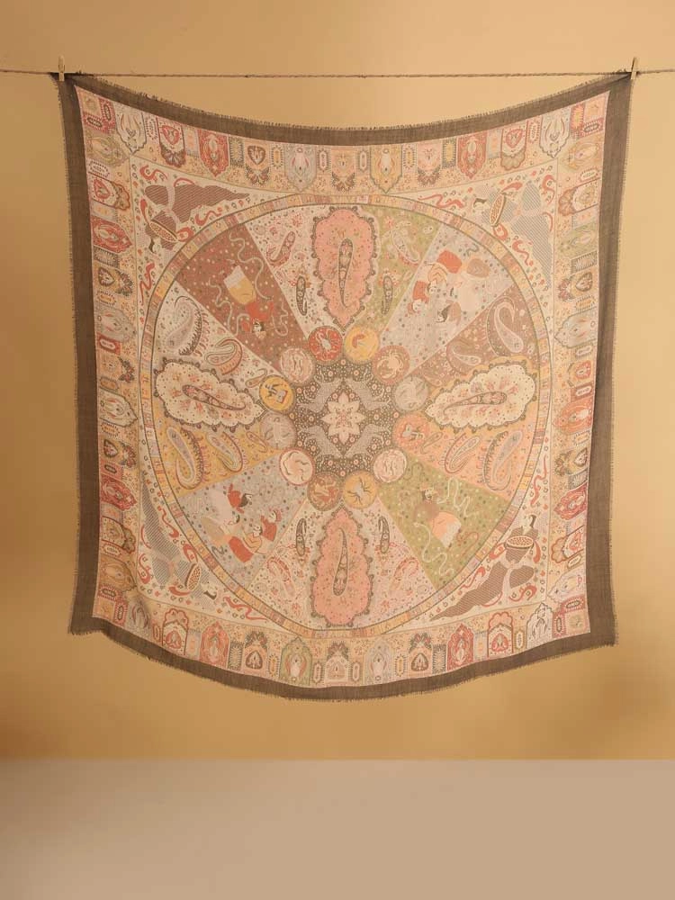ImageSultan’s Story Wool Silk Foulard –  Pink, Black