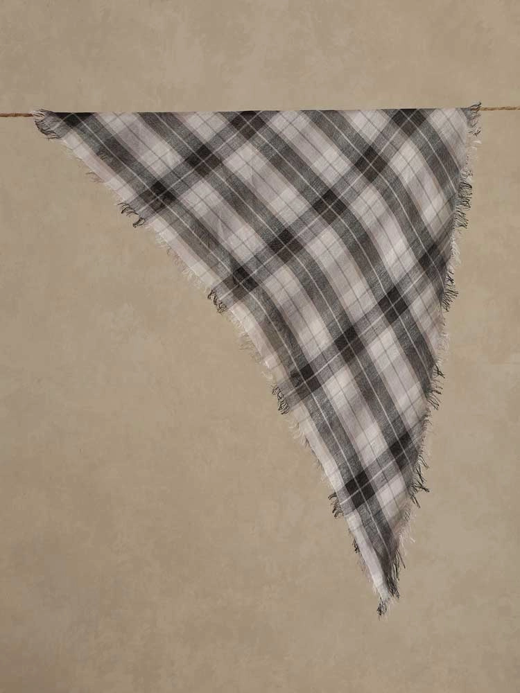 ImageBjorn Checks Triangle Stole – Offwhite, Black