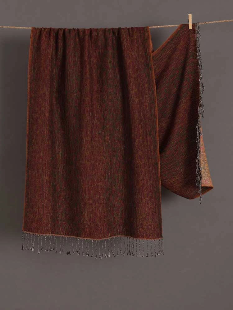 ImageVarg Animal Weave Wool Blend Stole – Rust Brown