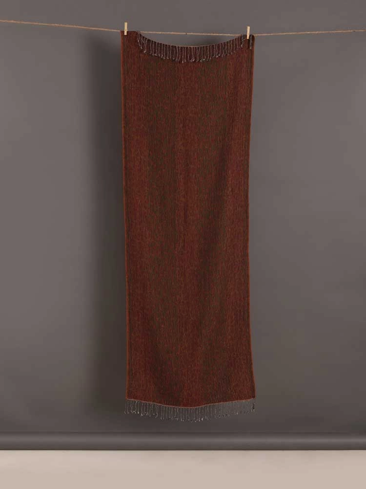 ImageVarg Animal Weave Wool Blend Stole – Rust Brown