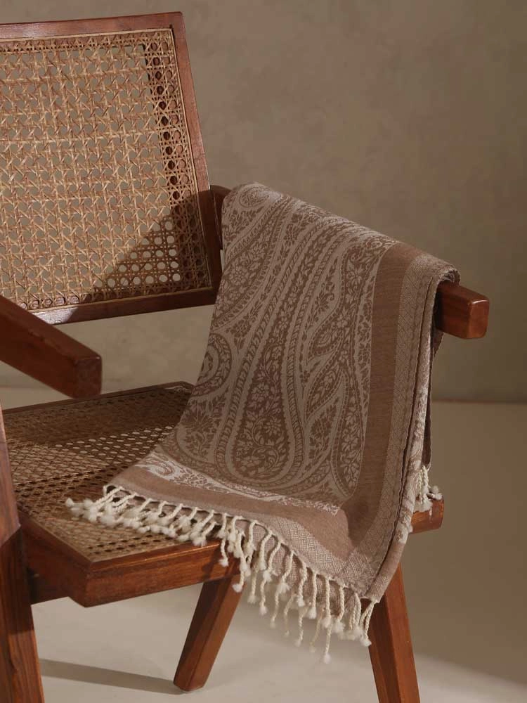 ImageImperial Paisley SuperFine Merino Wool Throw – Offwhite, Latte