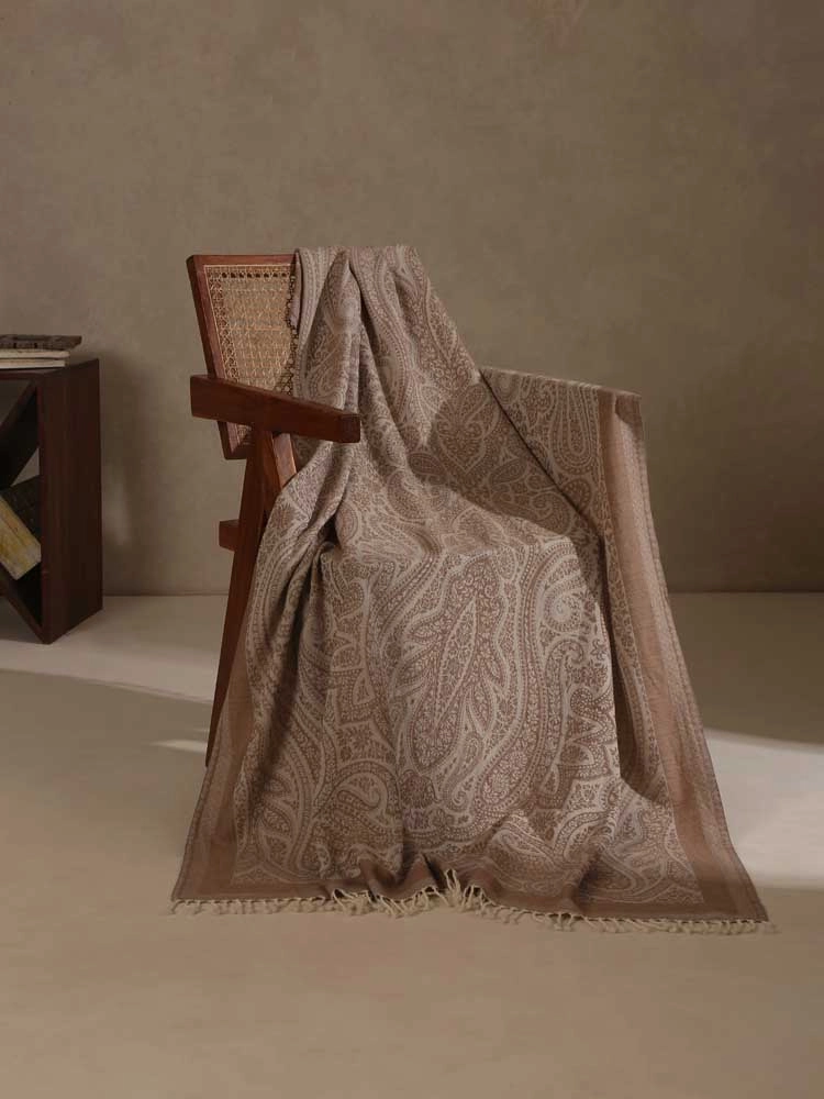 ImageImperial Paisley SuperFine Merino Wool Throw – Offwhite, Latte