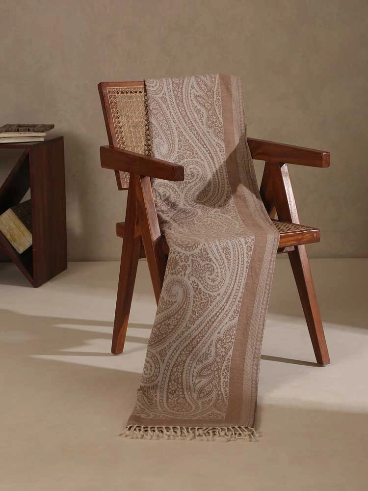 ImageImperial Paisley SuperFine Merino Wool Throw – Offwhite, Latte