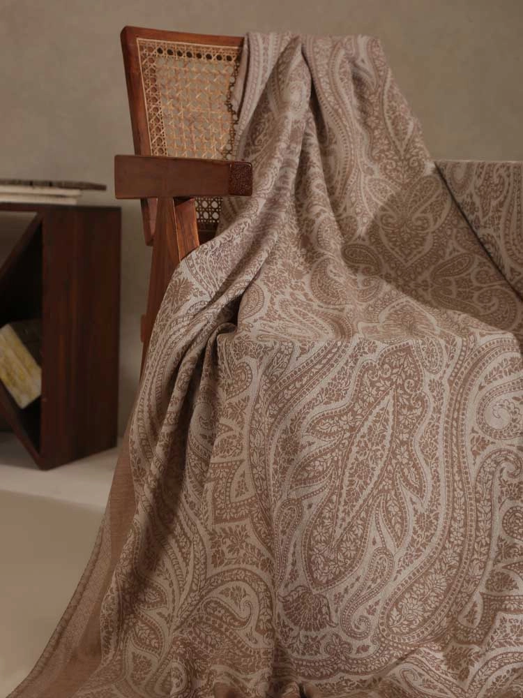 ImageImperial Paisley SuperFine Merino Wool Throw – Offwhite, Latte