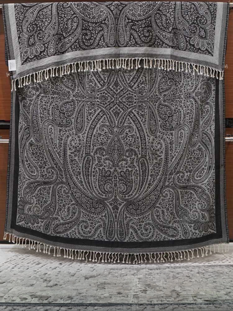 ImageHeritage Paisley SuperFine Merino Wool Armchair Throw – Fossil Grey