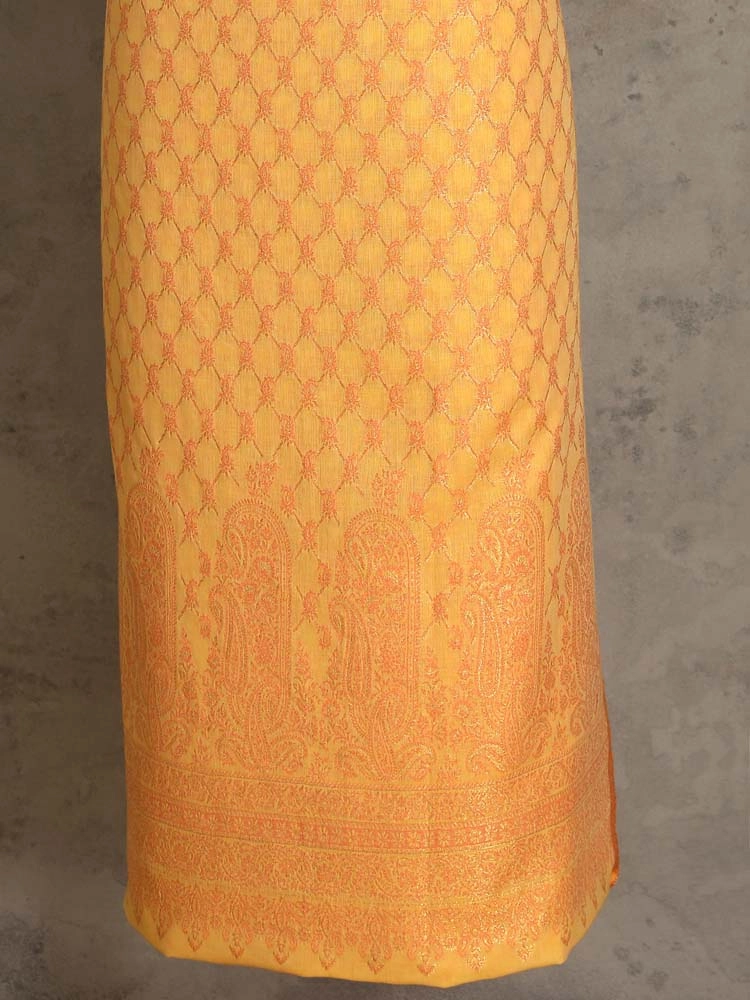 ImageZoon Paisley Cotton Unstitched Suit Set – Honey Gold