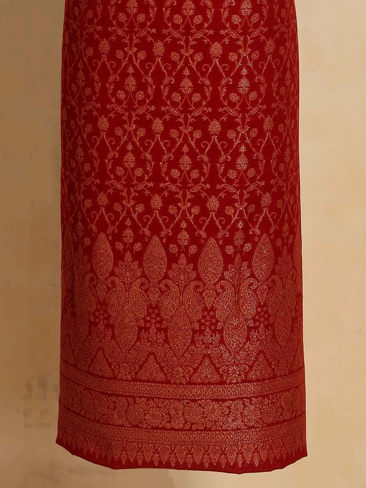 ImageZoon Paisley Cotton Unstitched Suit Set – Ranikhet Red