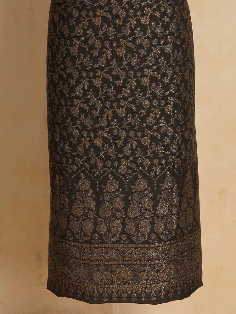 ImageZoon Paisley Cotton Unstitched Suit Set – Bikaner Black