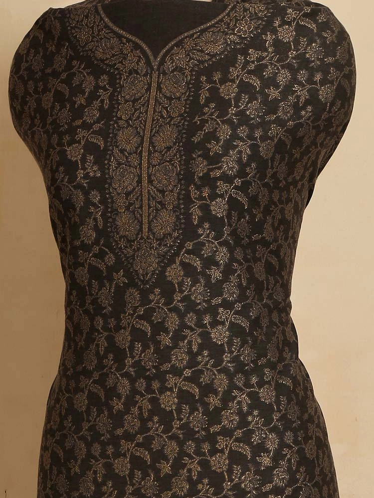 ImageZoon Paisley Cotton Unstitched Suit Set – Bikaner Black