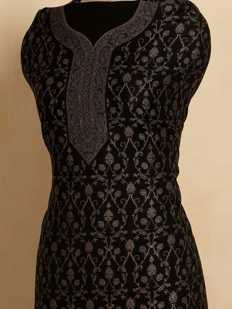 ImageZoon Paisley Cotton Unstitched Suit Set – Gold, Black