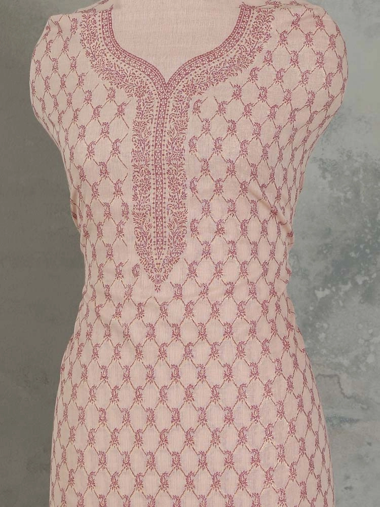 ImageZoon Paisley Cotton Unstitched Suit Set – Powder Pink
