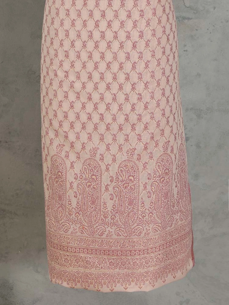 ImageZoon Paisley Cotton Unstitched Suit Set – Powder Pink