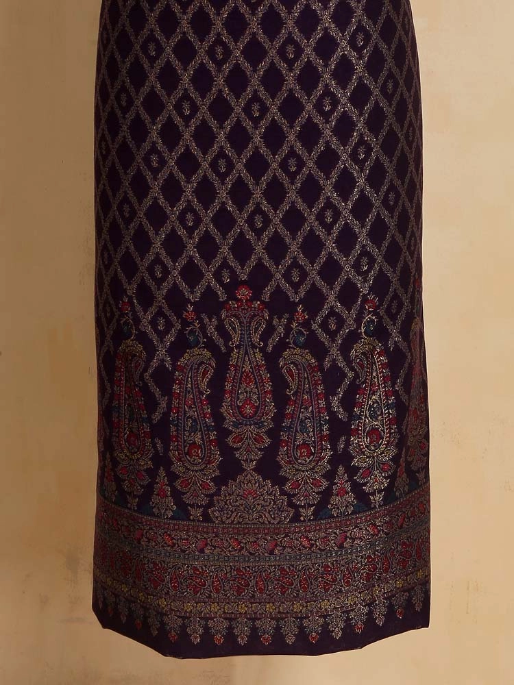 ImageVistaar Jaal Cotton Unstitched Suit – Antique Black