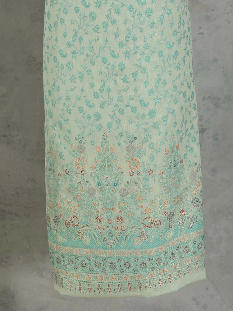 ImageVistaar Jaal Cotton Unstitched Suit – Lily Green