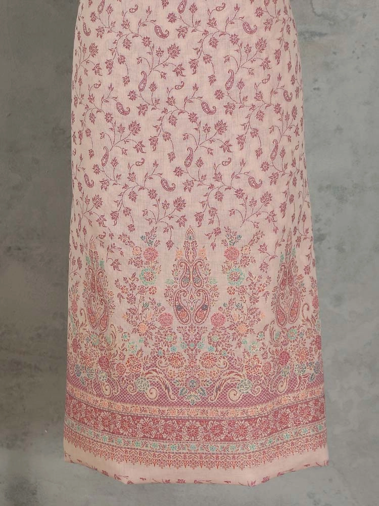 ImageVistaar Jaal Cotton Unstitched Suit – Misty Pink
