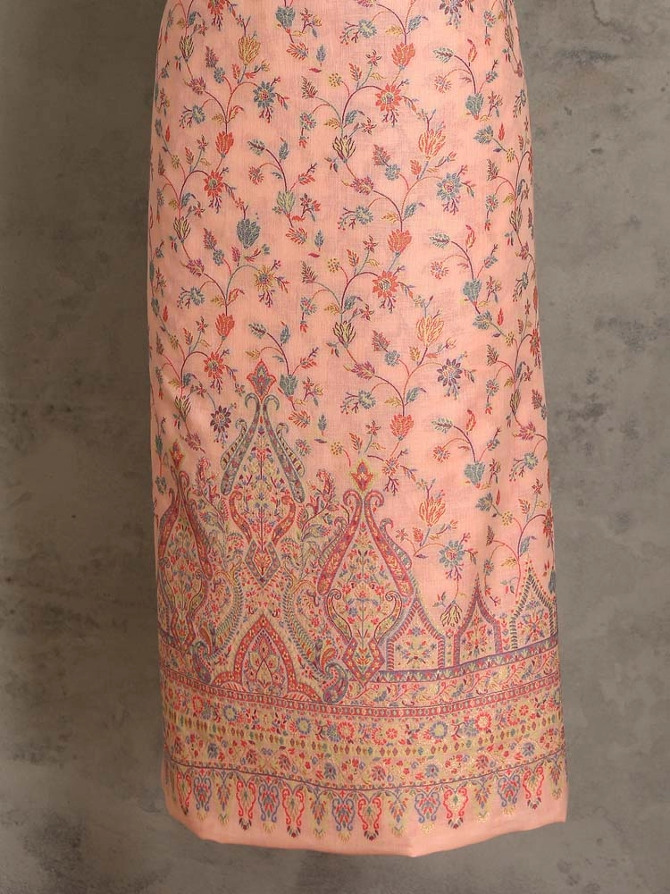 ImageZerin Jaal Cotton Unstitched Suit Set – Soft Pink