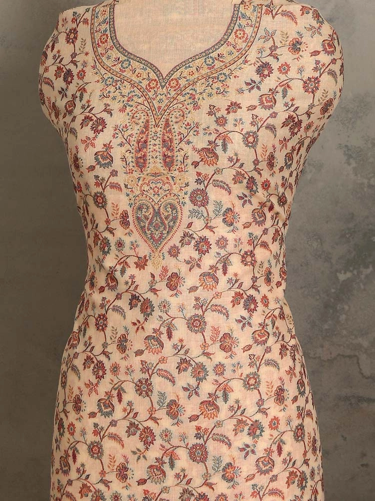 ImageZerin Jaal Cotton Unstitched Suit Set – Fawn Beige