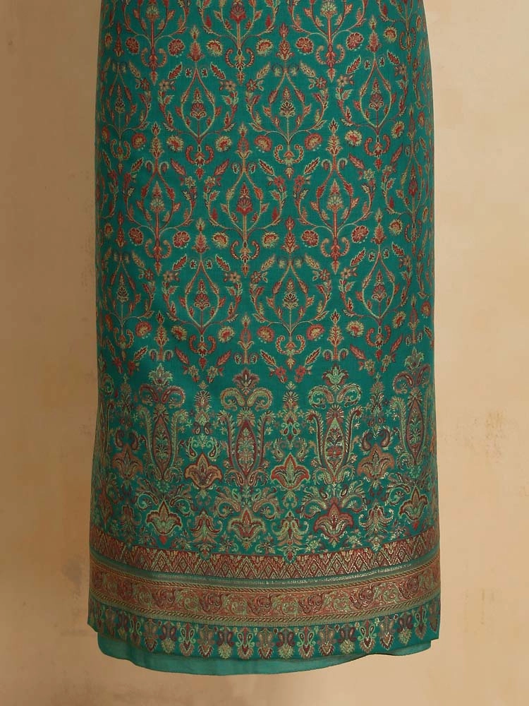 ImageZerin Jaal Cotton Unstitched Suit Set – Crystal Teal